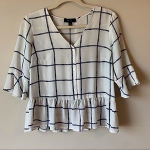 Peplum Top with Ruffle Sleeves